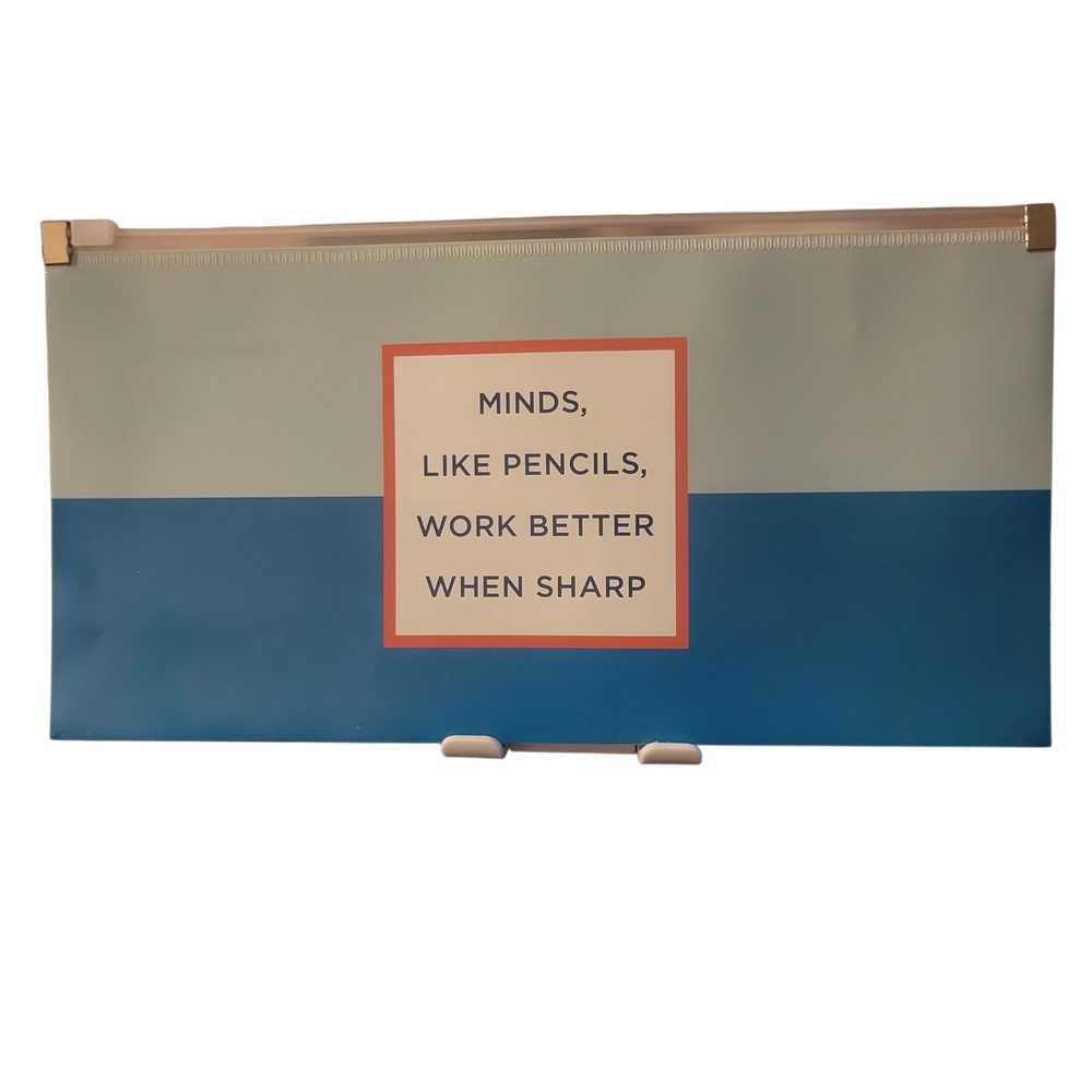Blue Colorblock Pencil Case with Quote & Imspirational Pen Set - Picture 2 of 6